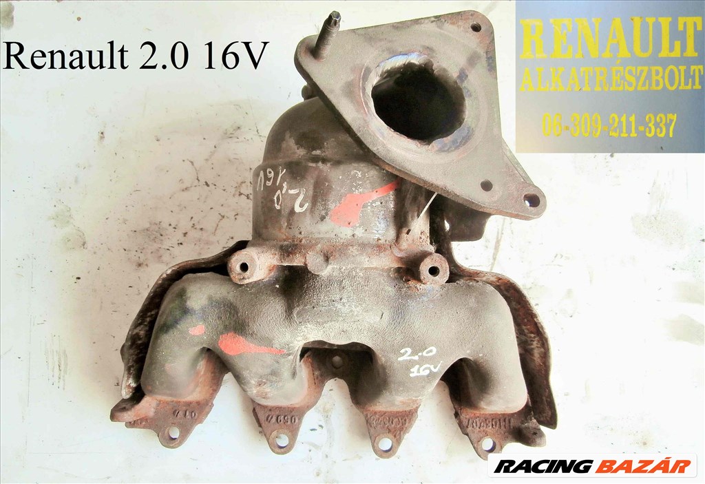 Renault 2.0 16V leömlő, kipufogócsonk  1. kép
