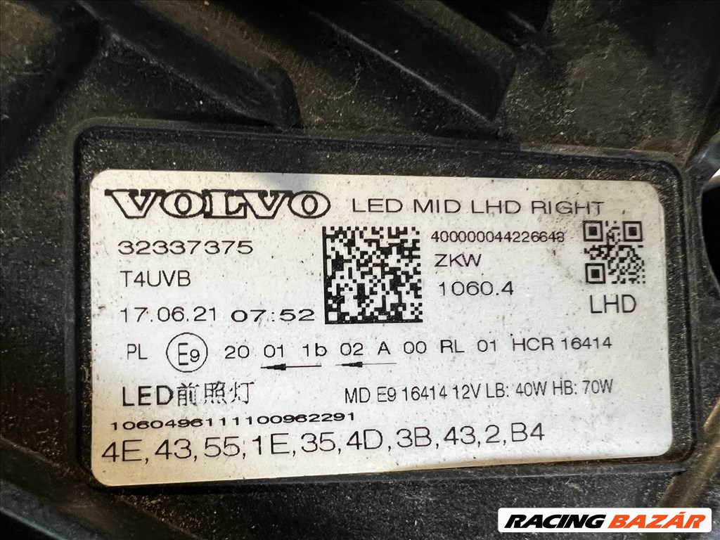 Volvo XC60 19-től jobbos full-Ledes fényszóró  32337375 3. kép