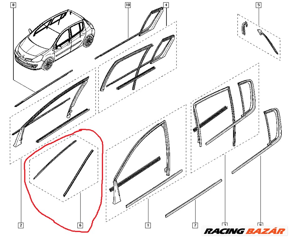 Renault CLIO III Első szélvédő tömítés gyári új 7701208564 727250591R 4. kép