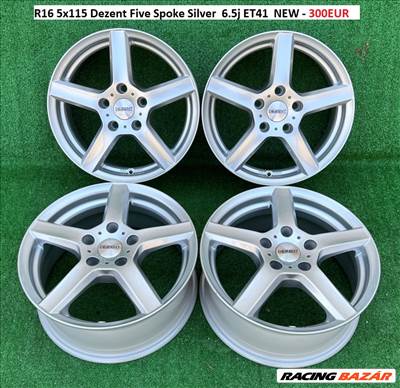 R16 5x115 Dezent Five Spoke Silver  6.5j ET41  NEW - 300EUR / 6,5x16 új felnik, új alufelnik