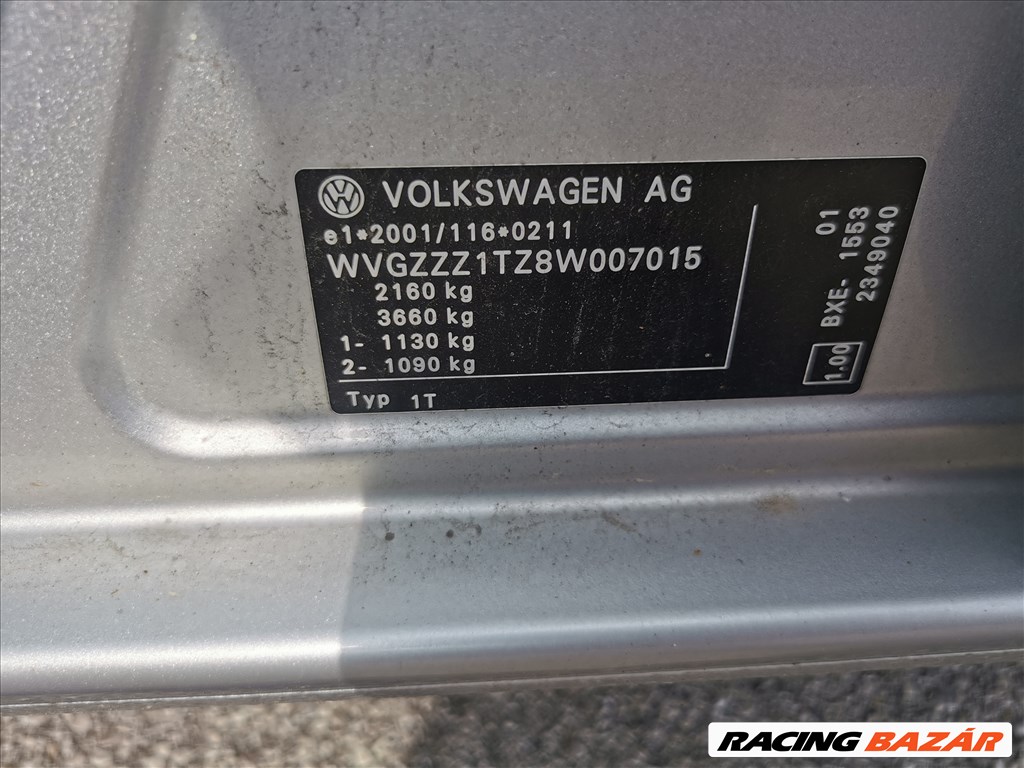 Volkswagen Touran I 1.9 TDI 6 seb kézi váltó JYK kóddal, 283.126km-el eladó jyk19tdi vwtouran19tdi 20. kép