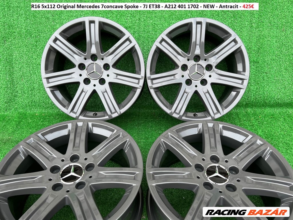 R16 5x112 Original Mercedes 7concave Spoke - 7J ET38 - A212 401 1702  Antracit /7x16 új gyári felni 1. kép