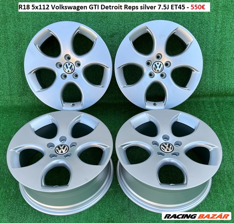 R18 5x112 Volkswagen GTI Detroit Reps silver 7.5J ET45 / 7.5x18 felnik, alufelni szett 1. kép