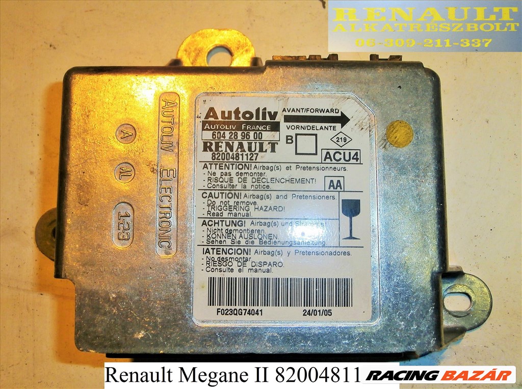 Renault Megane II 8200481127 légzsák indító elektronika  1. kép