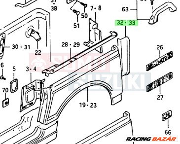 Suzuki Samurai merevítő hátsó sárvédő sarkánál jobb 64311-80001 1. kép