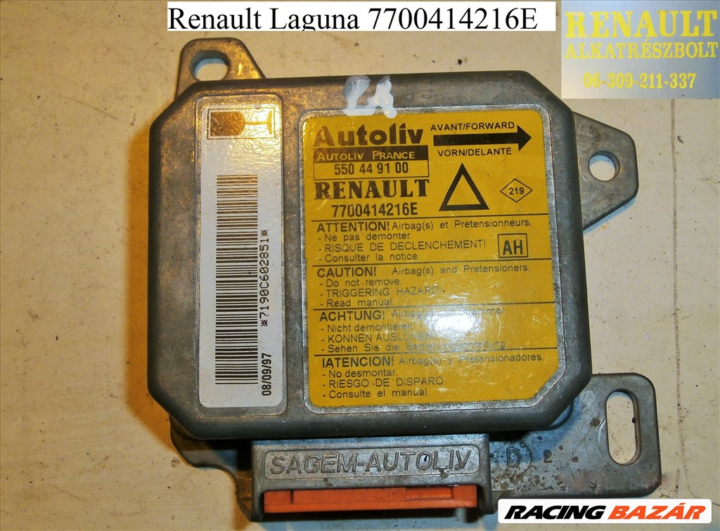 Renault Laguna 7700414216E légzsák indító elektronika  1. kép