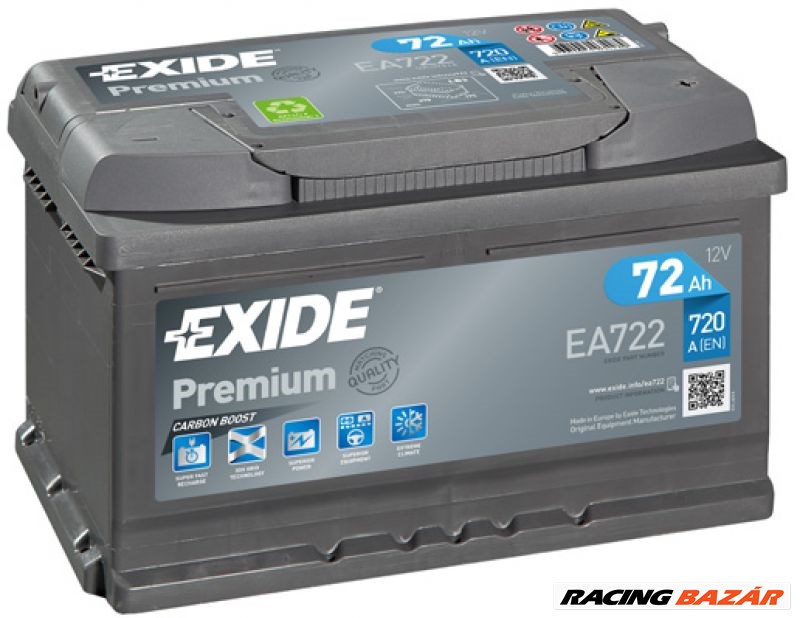 EXIDE _EA722 Akkumulátor - BMW, FORD, OPEL, AUDI, VOLKSWAGEN, VAUXHALL, SEAT 1. kép