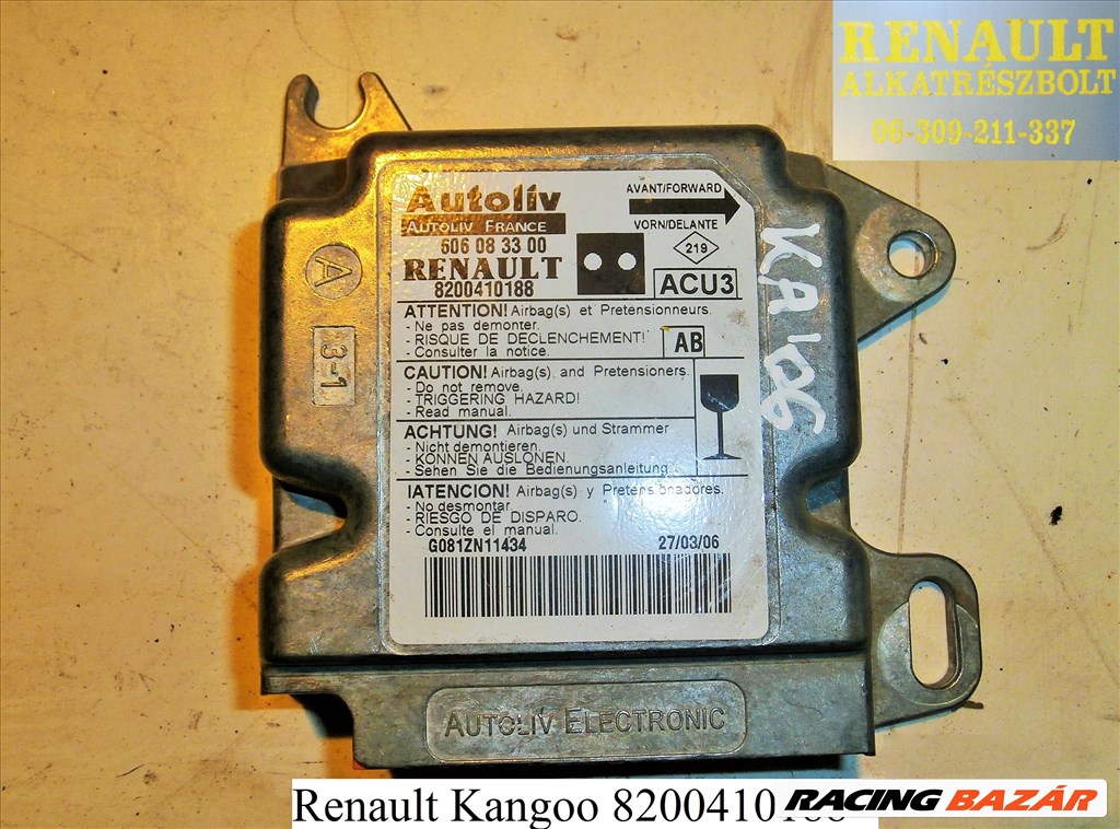 Renault Kangoo 8200410188 légzsák indító elektronika  1. kép