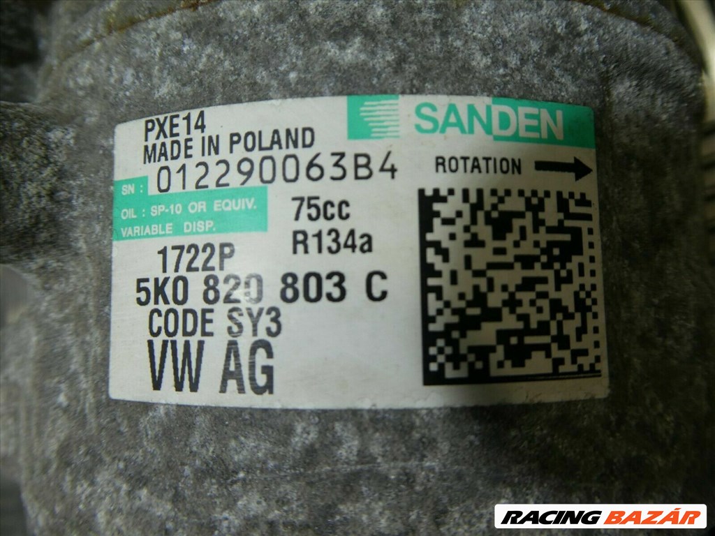 Audi Q3 2,0 TDI SANDEN Klimakompresszor _  5K0820803C _ Skoda, VW, Seat,  4. kép