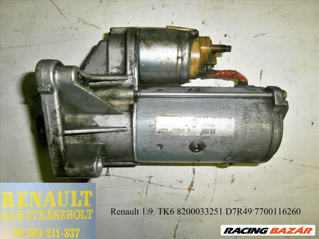 Renault 1.9 (TK6) 8200033251 D7R49 önindító motor  7700116260 1. kép