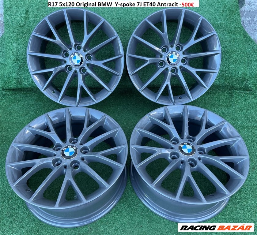 R17 5x120 Original BMW  Y-spoke 7J ET40 Antracit / 7x17 gyári felnik, eredeti alufelni szett 1. kép