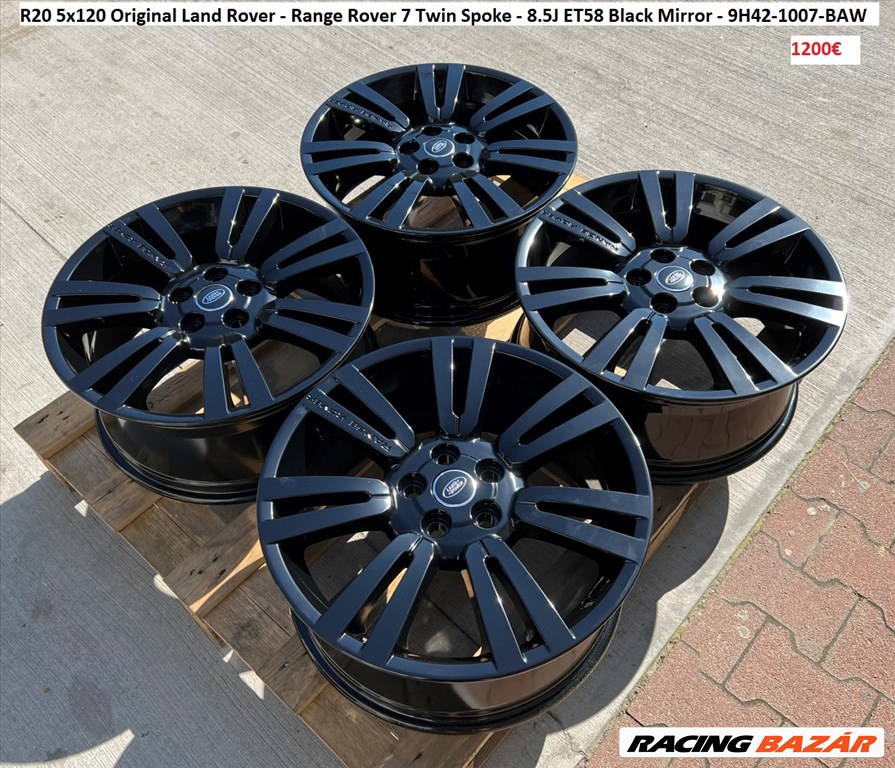 R20 5x120 Original Land Rover - Range Rover 7 Twin Spoke - 8.5J ET58 Black Mirror - 9H42-1007-BAW 1. kép