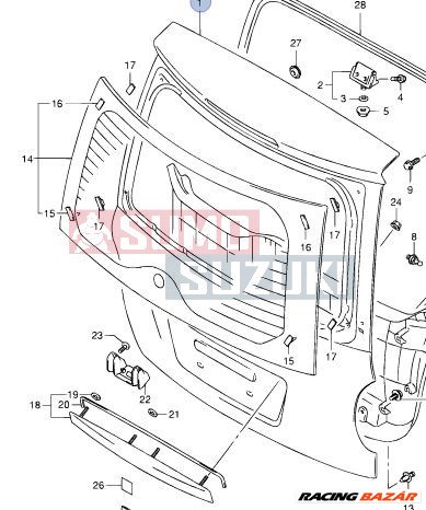 Suzuki SX4 csomagtérajtó 69100-79J10 1. kép