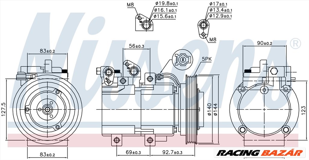 NISSENS 890182 Klímakompresszor HS-18 1. kép