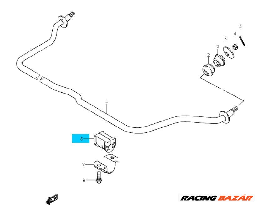 Suzuki Wagon R diesel stabilizátor gumi szilent persely - gyári eredeti Suzuki 42431-85E00 1. kép