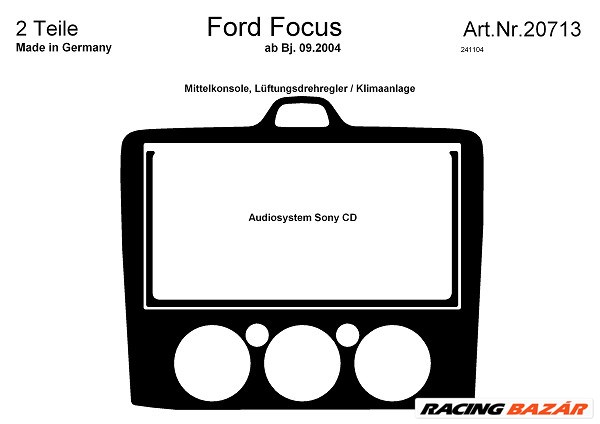 Ford Focus 2004-től műszerfal dekoráció 3D domborfóliából 2. kép