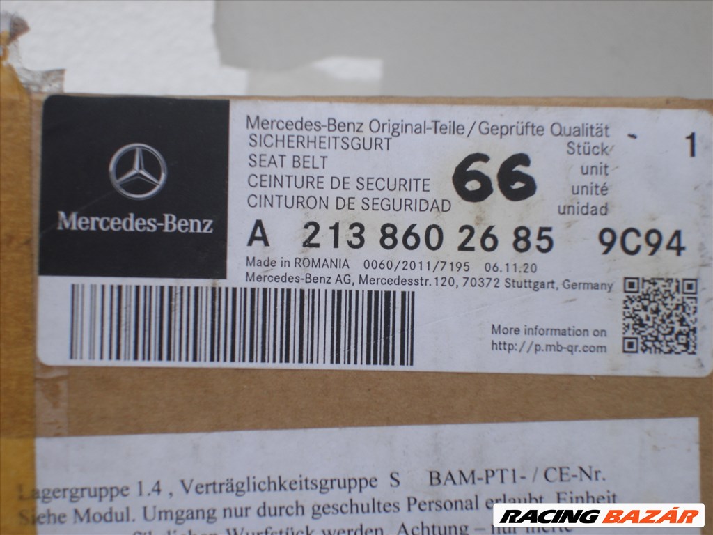 Mercedes E-Classe W213 Jobb Hátsó Biztonsági Öv A2138602685 2017-től 5. kép