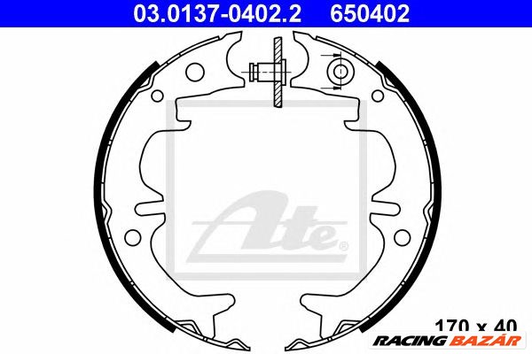 ATE 03.0137-0402.2 - kézifék fékpofakészlet LEXUS TOYOTA 1. kép