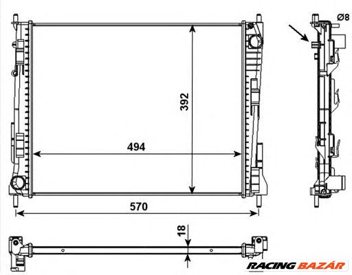 NRF 53992 - Vízhűtő (Hűtőradiátor) RENAULT 1. kép