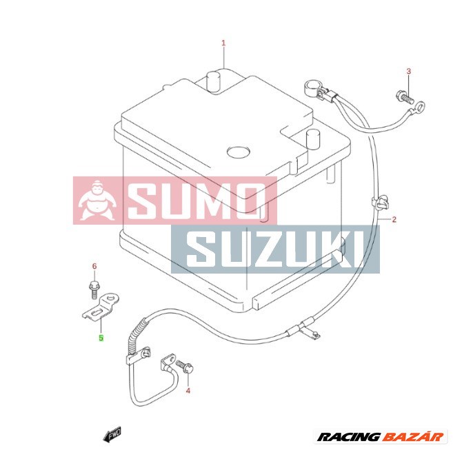 Suzuki WR+ akkumulátor leszorító (GYÁRI) 36651-62G10 1. kép