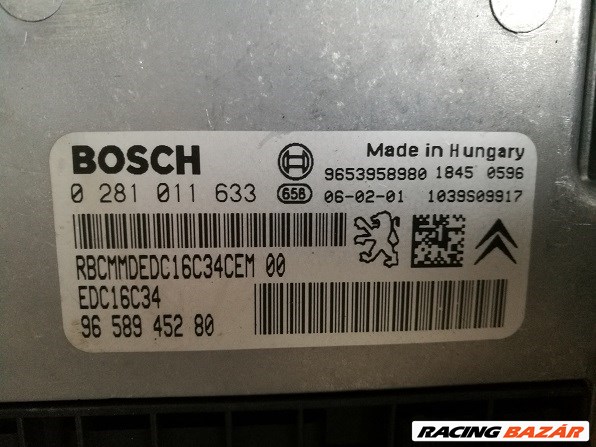 Peugeot 407 motorvezérlő BSI gyújtás kulcs kormány kapcsoló zár 9658945280 281011633 2. kép
