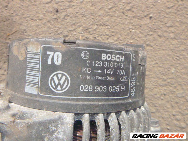 VW, SEAT, SKODA 70 AH generátor BOSCH 0123 310 019, 028 903 025 H 1. kép