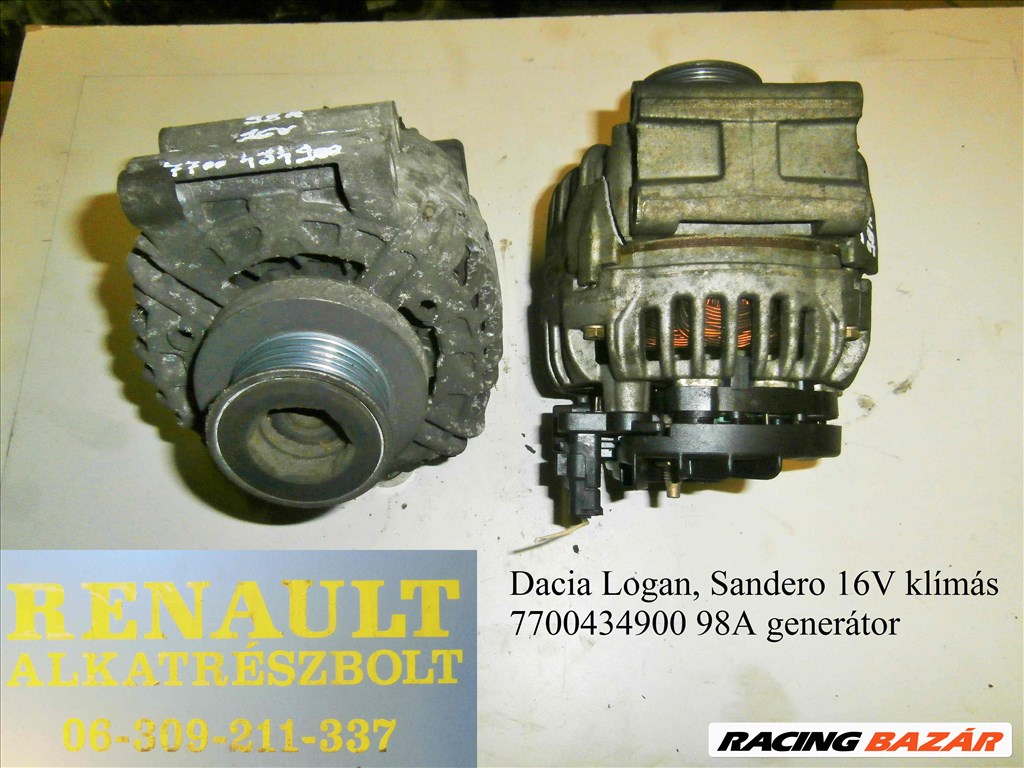 Dacia Logan,Sandero 16V klímás 7700434900 (98A) generátor  1. kép