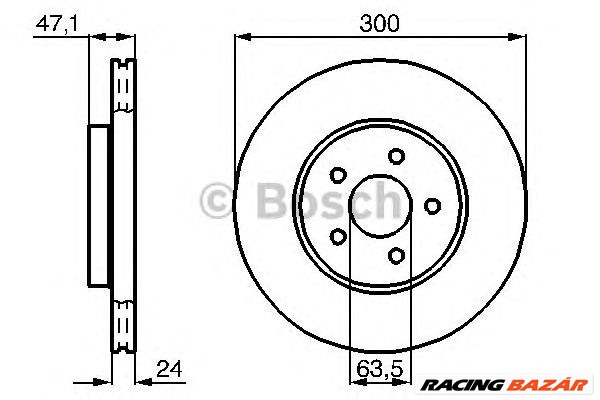 BOSCH 0 986 479 B44 - féktárcsa FORD JAGUAR 1. kép