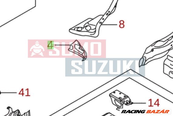 Suzuki Swift 2010-2016 lökhárító tartó bal első 58412-68L00 1. kép