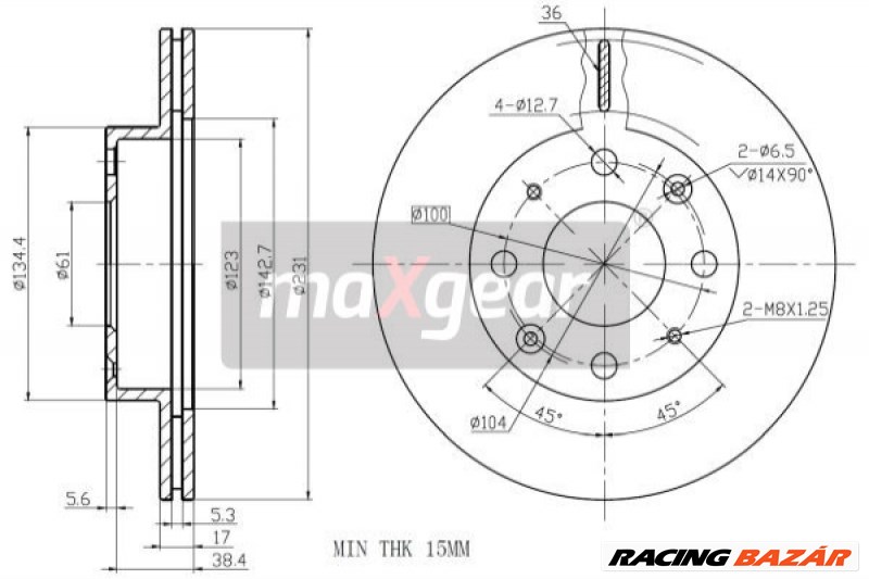 MAXGEAR 19-0926 Féktárcsa - HONDA 1. kép