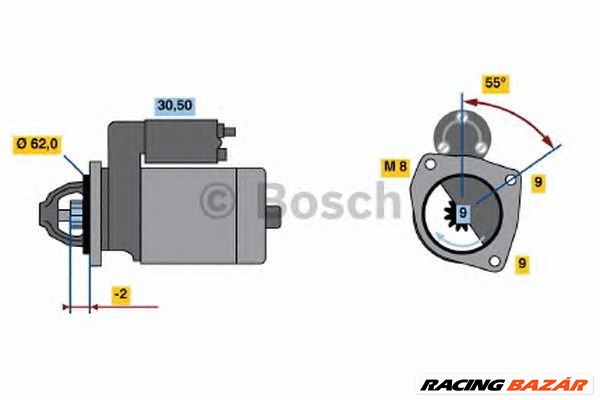 BOSCH 0 986 013 850 - önindító CITROËN FIAT IRAN KHODRO (IKCO) PEUGEOT PEUGEOT (DF-PSA) PROTON 1. kép