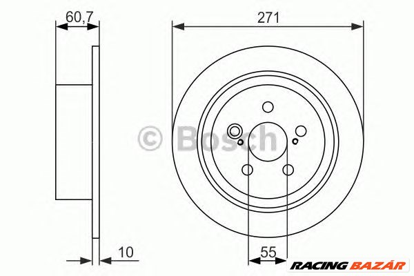 BOSCH 0 986 479 613 - féktárcsa TOYOTA 1. kép