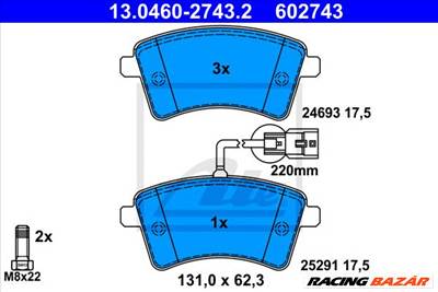 ATE 13.0460-2743.2 - fékbetét RENAULT