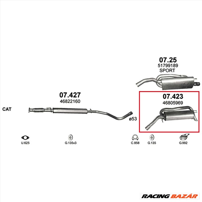 Polmo 07.423 kipufogó hátsó dob 2. kép