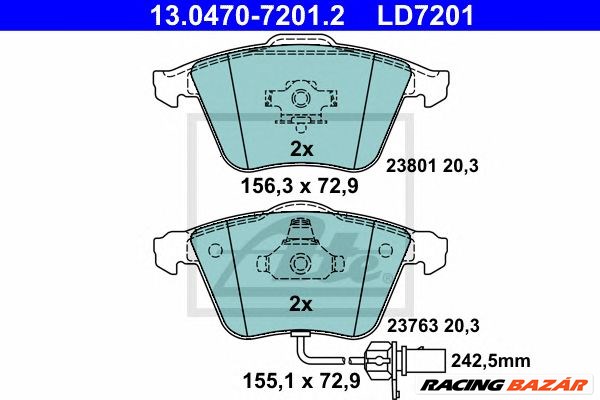 ATE 13.0470-7201.2 - fékbetét AUDI SEAT 1. kép