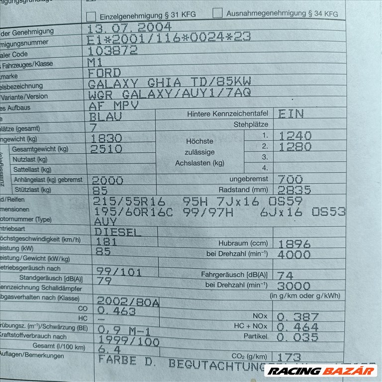Ford Galaxy Mk1 1.9 TDI motor AUY 373.754 kóddal, 228411km-el eladó ford19tdi 23. kép