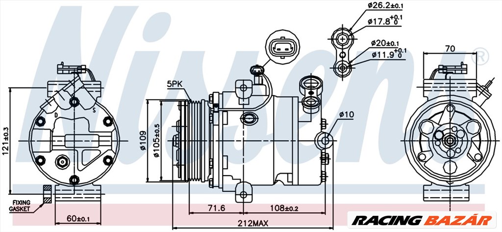 NISSENS 89196 Klímakompresszor SD6V12 1. kép