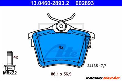 ATE 13.0460-2893.2 - fékbetét CITROËN PEUGEOT