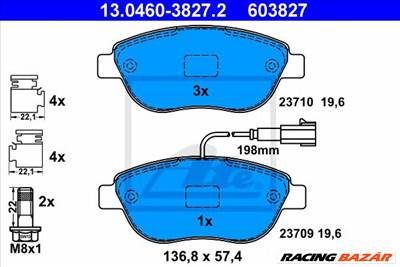 ATE 13.0460-3827.2 - fékbetét ABARTH FIAT LANCIA OPEL VAUXHALL