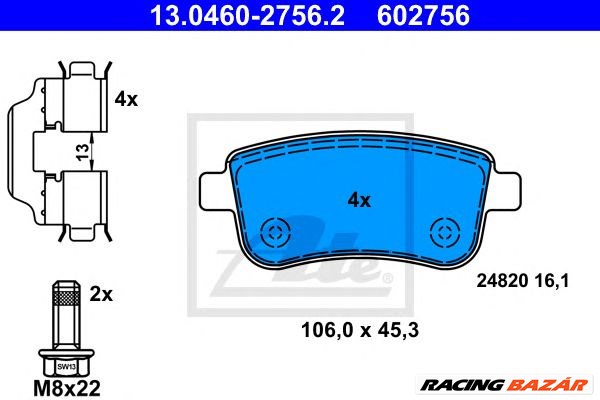 ATE 13.0460-2756.2 - fékbetét RENAULT 1. kép