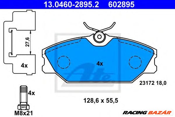 ATE 13.0460-2895.2 - fékbetét RENAULT 1. kép