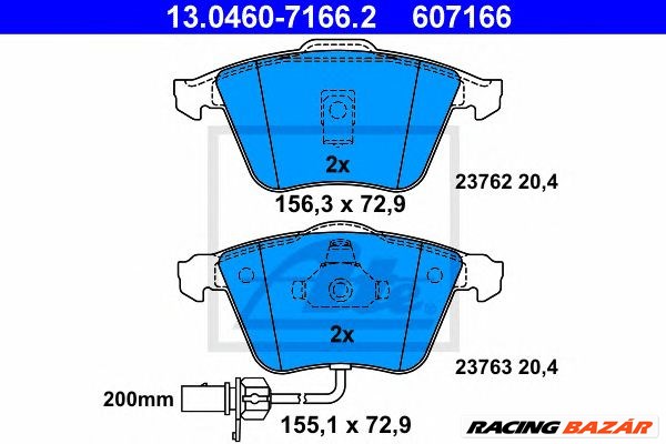 ATE 13.0460-7166.2 - fékbetét AUDI 1. kép