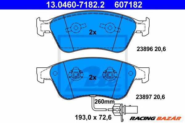 ATE 13.0460-7182.2 - fékbetét AUDI VW 1. kép