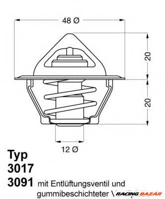 WAHLER 3017.92D50 - termosztát, hűtőfolyadék OPEL VAUXHALL