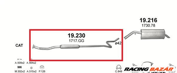 Marix 19.230 kipufogó közép dob 2. kép