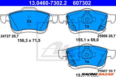 ATE 13.0460-7302.2 - fékbetét FIAT