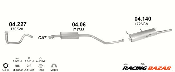 Polmo 04.140 hátsó kipufogódob - Citroen Xsara 1.4 kombi 97 -00 2. kép