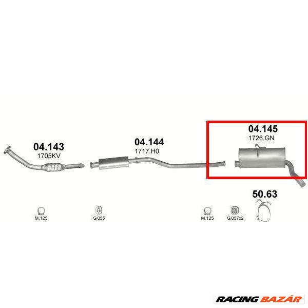 Marix 04.145 hátsó kipufogódob - Citroen Berlingo/ Peugeot Partner 2.0HDi TD 99-04 2. kép