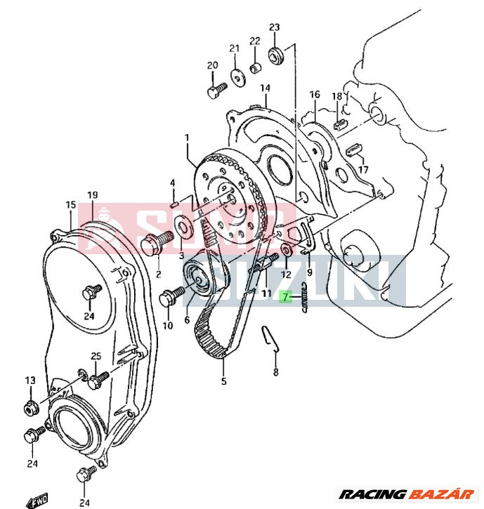 Suzuki Samurai SJ413 fezérműszíj feszítő rugó 12821-82001, 12821-82002 1. kép