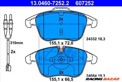 ATE 13.0460-7252.2 - fékbetét CITROËN PEUGEOT